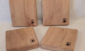 Set of 4 Chunky Oak Coasters 100x100x20mm