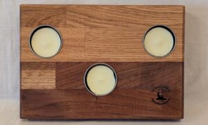 Walnut and Oak 3 Candle Holder (tealights included) 215x150x40mm