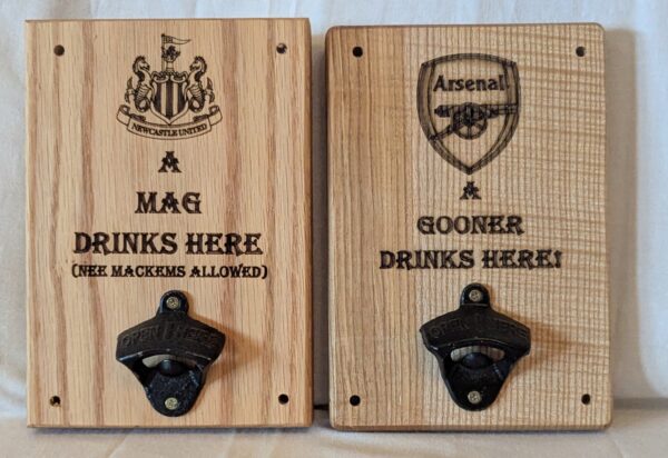 Bottle opener sign “Football Team” (225x150x30) - Image 2