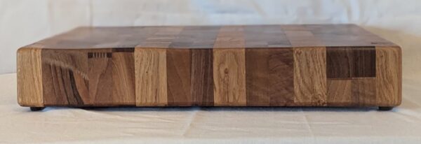 Oak and Walnut End Grain Chopping Board with inset handles. 495x325x77mm - Image 2