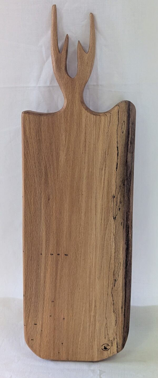 0166 Spalted Beech Antler Handle Charcuterie Board. 600x185x45mm. £55