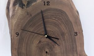 Walnut Clock on Stand. 445x335x60mm.