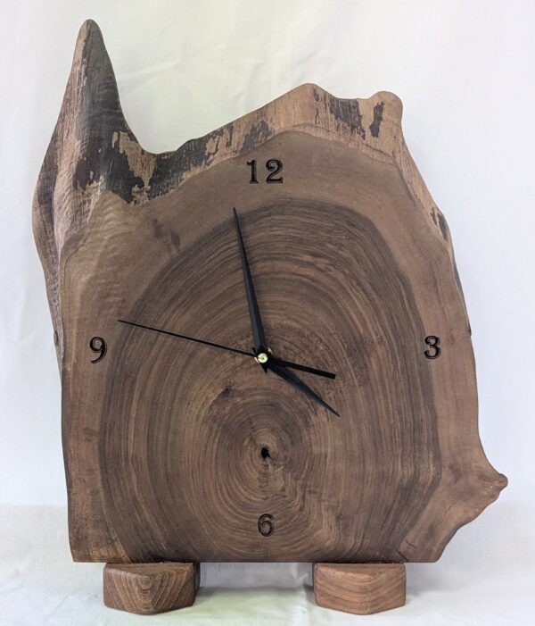 Walnut Clock on Stand. 445x335x60mm.