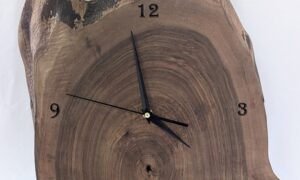 Walnut Clock on Stand. 445x335x60mm.