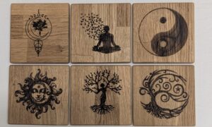 Oak Spiritual Coasters (set of 6 individual designs) 100x100x7mm
