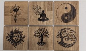 Oak Spiritual Coasters (set of 6 individual designs) 100x100x7mm