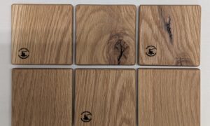 Oak Coasters (set of 6). 85x85x13mm.