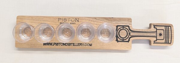 Piston Gin Shot Board with 5 Acrylic Shot Glasses. 340x70x25mm. - Image 2