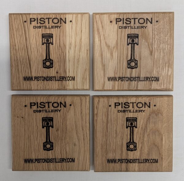Piston Gin Coasters (set of 4). 100x100x15mm.