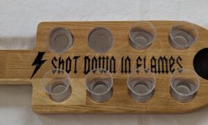 Shot Down In Flames Shot Board with 8 acrylic glasses. 400x140x18mm