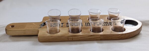 Shot Down In Flames Shot Board with 8 acrylic glasses. 400x140x18mm - Image 2
