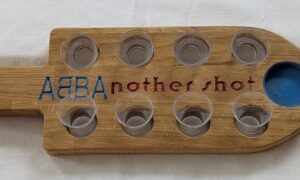 Abbanother Shot Board with 8 acrylic glasses. 400x140x18mm.