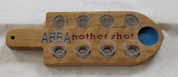 Abbanother Shot Board with 8 acrylic glasses. 400x140x18mm.