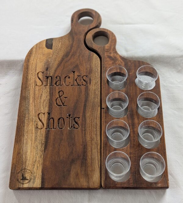 0194 Snacks and Shots Boards with 8 acrylic glasses. 380x270x20mm. £45 - Image 2
