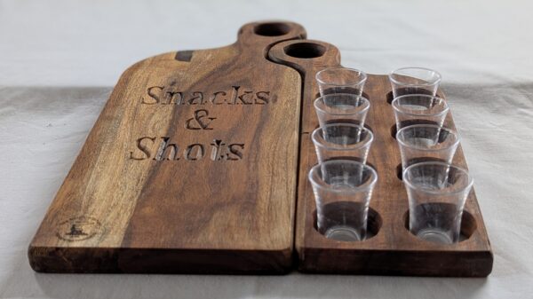 0194 Snacks and Shots Boards with 8 acrylic glasses. 380x270x20mm. £45