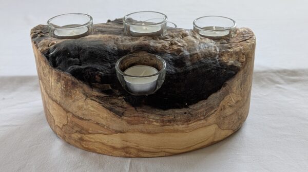 Spalted Beech Circular 5 Tealight Candle Holder. 270x250x110mm. - Image 2