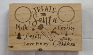 Personalised Santa Treats Board 300x200x30mm.
