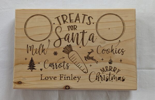 Personalised Santa Treats Board 300x200x30mm.