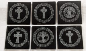 Glass Celtic Engraved Coasters (set of 6). Set 2. 100x100x2mm. £25
