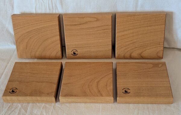 Cherry Coasters. 100x100x20mm.