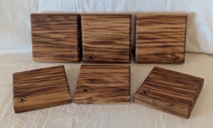 Tiger Oak Coasters (set of 6). 100x100x24mm.