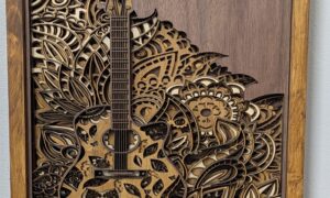 Framed Guitar Layered Laser Art 335x335x40