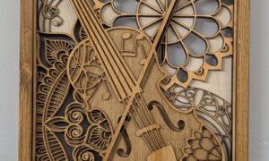 Framed Violin Layered Laser Art 450x335x30