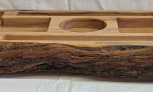 7 Section Spalted Beech Serving Tray with cast iron handles. 655 x 260 x 60mm.