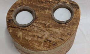 Spalted Beech 2 Candle Tealight Holder. 170 x 160 x 110mm.