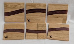 Oak with Dragons Breath Epoxy Coasters. 100 x 7mm.