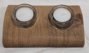 Oak 2 Candle Tealight Holder 170 x 110 x 35mm.