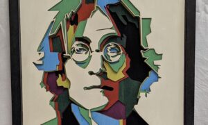 Framed John Lennon Layered Laser Art. 335 x 335 x 40mm.