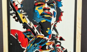 Framed Jimi Hendrix Laser Art  335 x 335 x 35mm