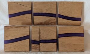 Beech with Purple Epoxy Coasters (set of 6. 100x8mm.