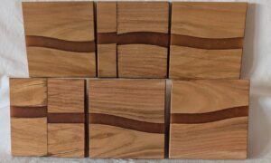 Beech with Gold Epoxy Coasters (set of 6). 100x10mm