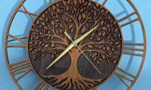Pine/Walnut/Cedar Tree of Life Clock. 350 x 50mm. £65. (requires AA battery).