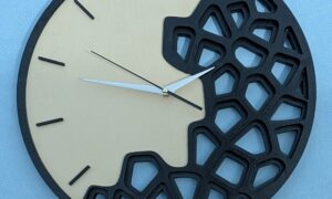 Black & Cream Layered Laser Clock. 400x30mm. £80. (Requires AA battery)
